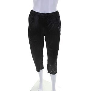 Jaga Womens Pull On High Rise Raw Hem Cropped Slim Leg Pants Black Size 1